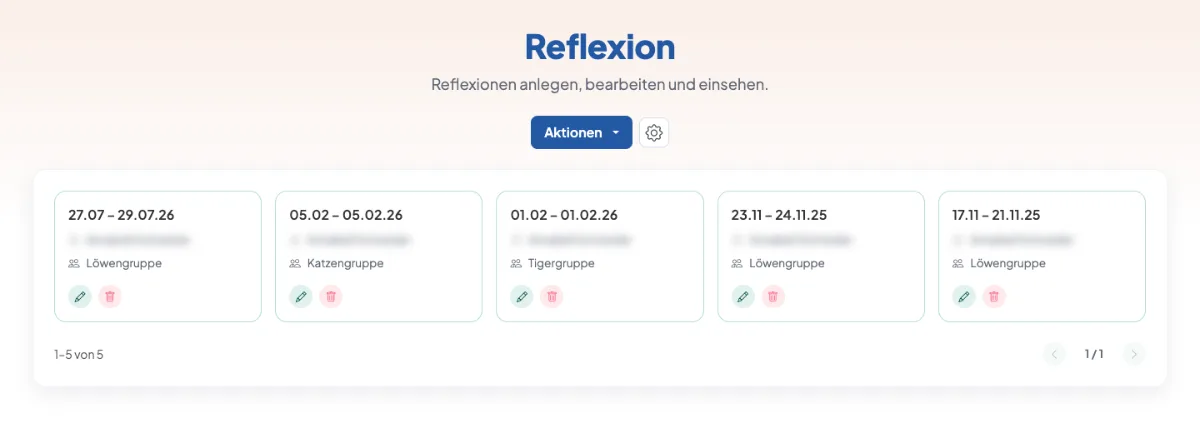Screenshot aus aikita: Reflexionsmodul